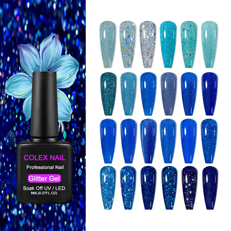 8ml син блясък гел лак